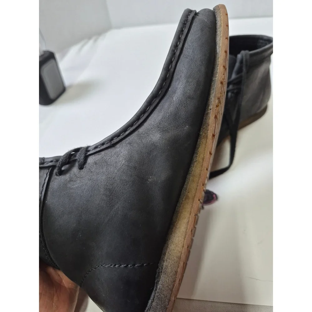 Clarks Wallabee Boots Black Leather Moccasin Lace Up Mens 8 261297667070